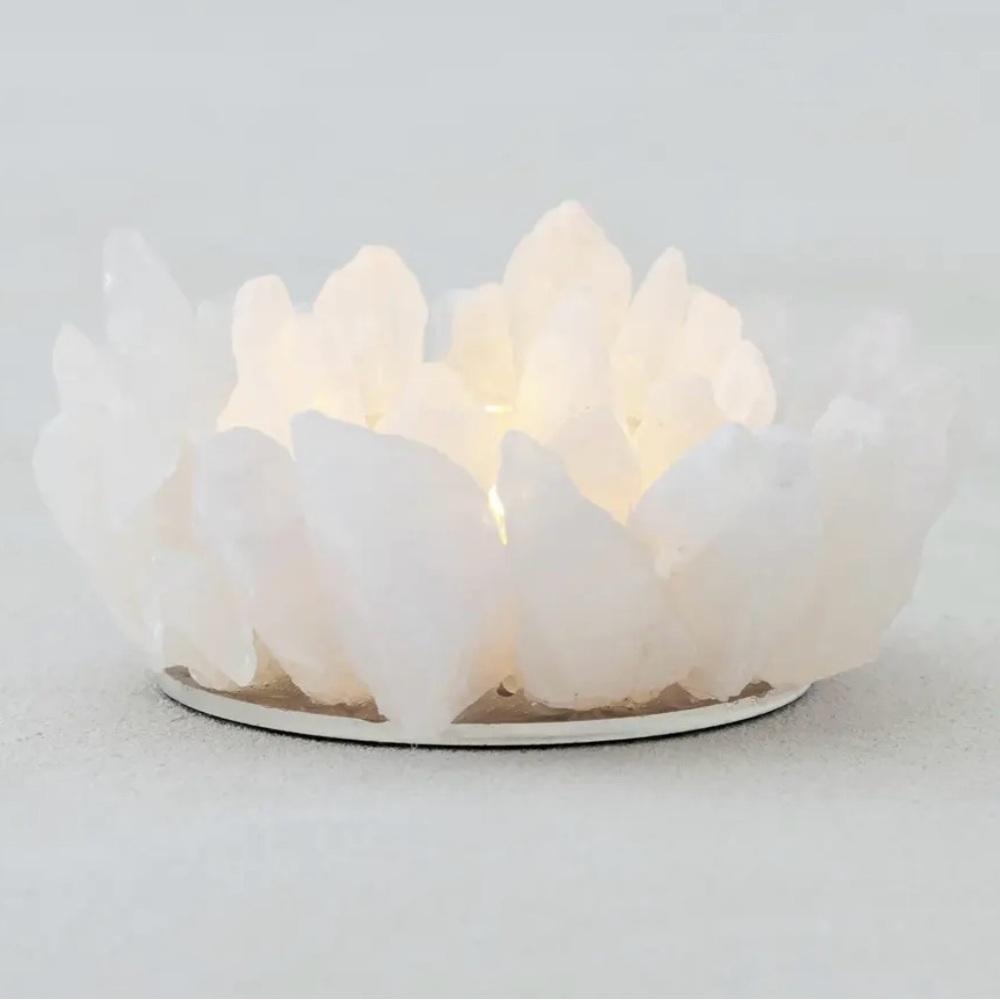 White Crystal Candle Holder